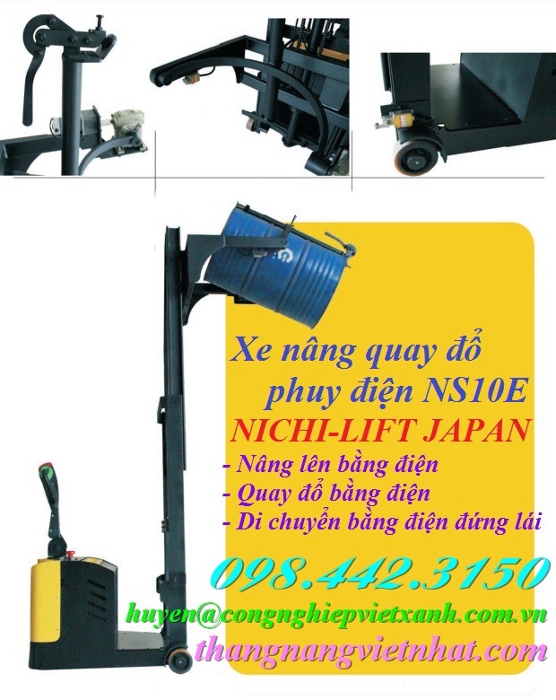 Xe nâng quay đổ phuy điện NS10E NICHI-LIFT