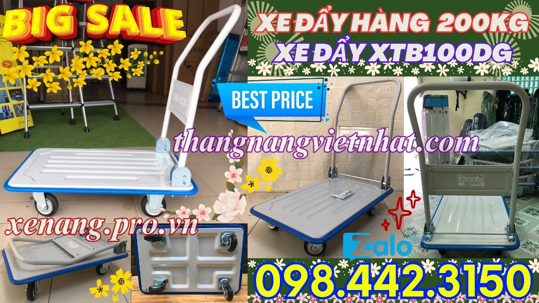 Xe đẩy hàng 4 bánh 200kg XTB100DG