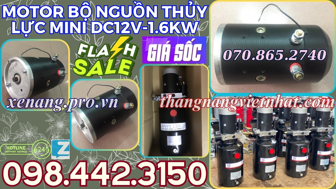 Motor bộ nguồn thủy lực mini DC12V- 1.6kw