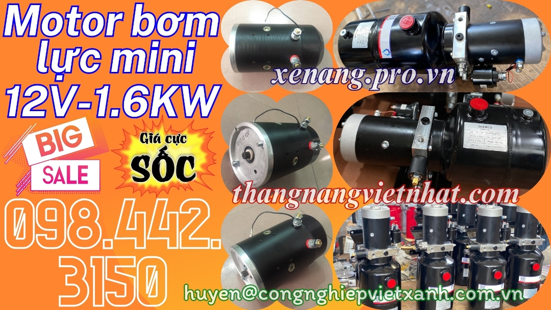 Motor bơm thủy lực mini 12V - 1.6kw