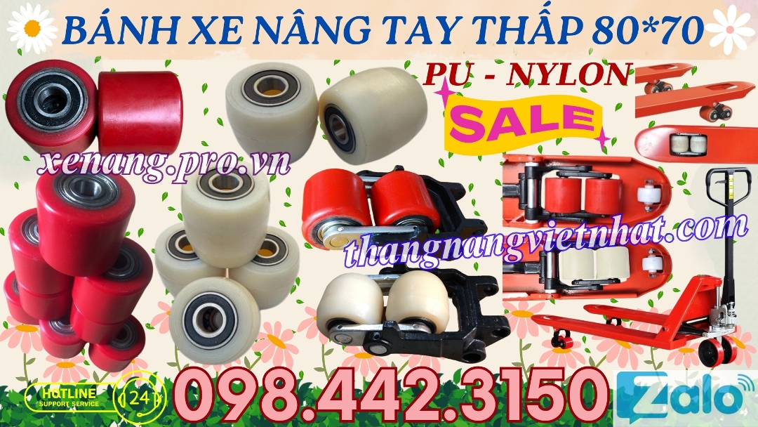 Bánh xe nâng tay thấp 80x70