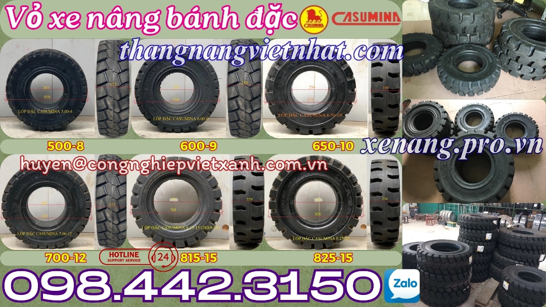 Vỏ xe nâng bánh đặc Casumina Việt Nam