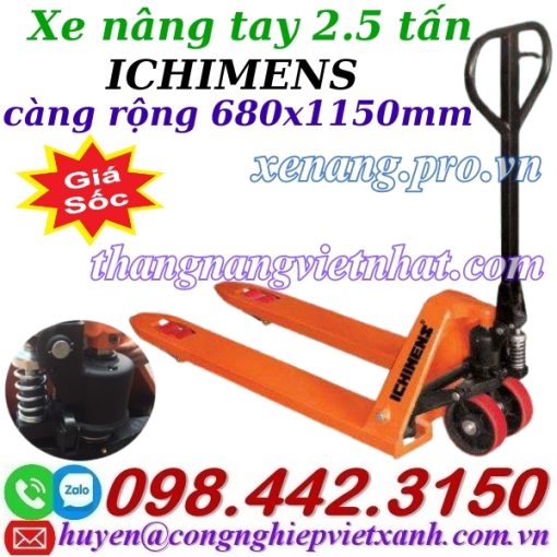 Xe nâng tay 2.5 tấn ICHIMENS càng rộng