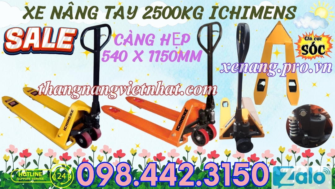 Xe nâng tay 2500kg ICHIMENS càng hẹp