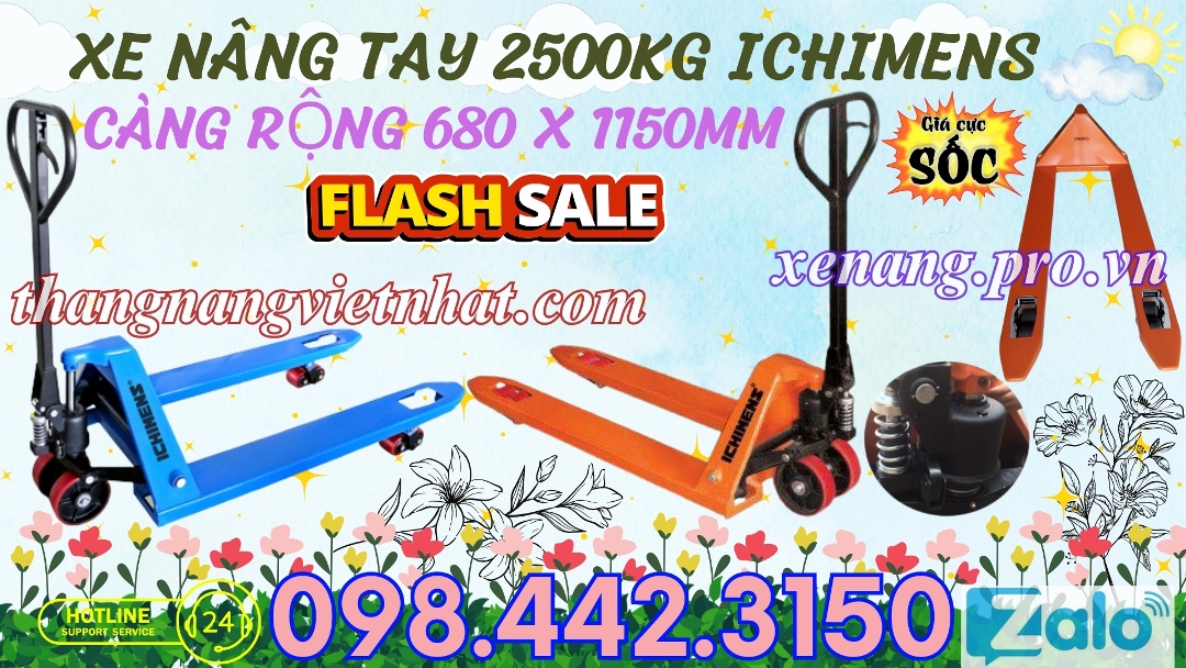 Xe nâng tay 2500kg ICHIMENS càng rộng