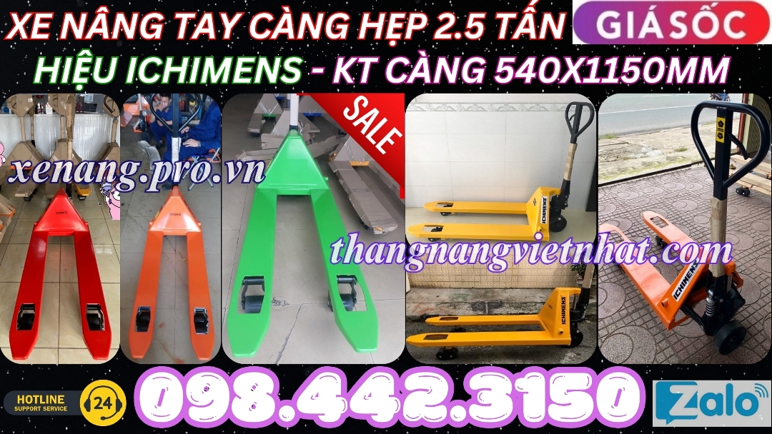 Xe nâng tay càng hẹp 2.5 tấn hiệu ICHIMENS 