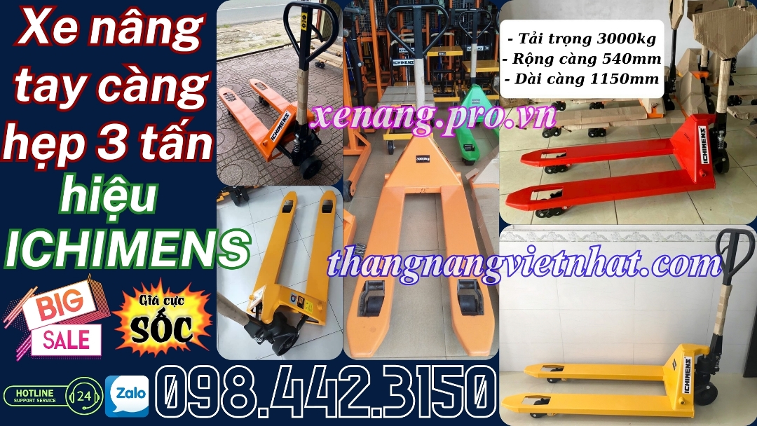 Xe nâng tay càng hẹp 3 tấn hiệu ICHIMENS 