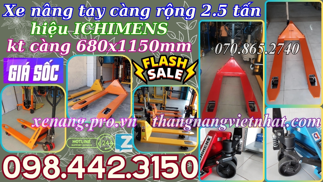 Xe nâng tay càng rộng 2.5 tấn hiệu ICHIMENS 