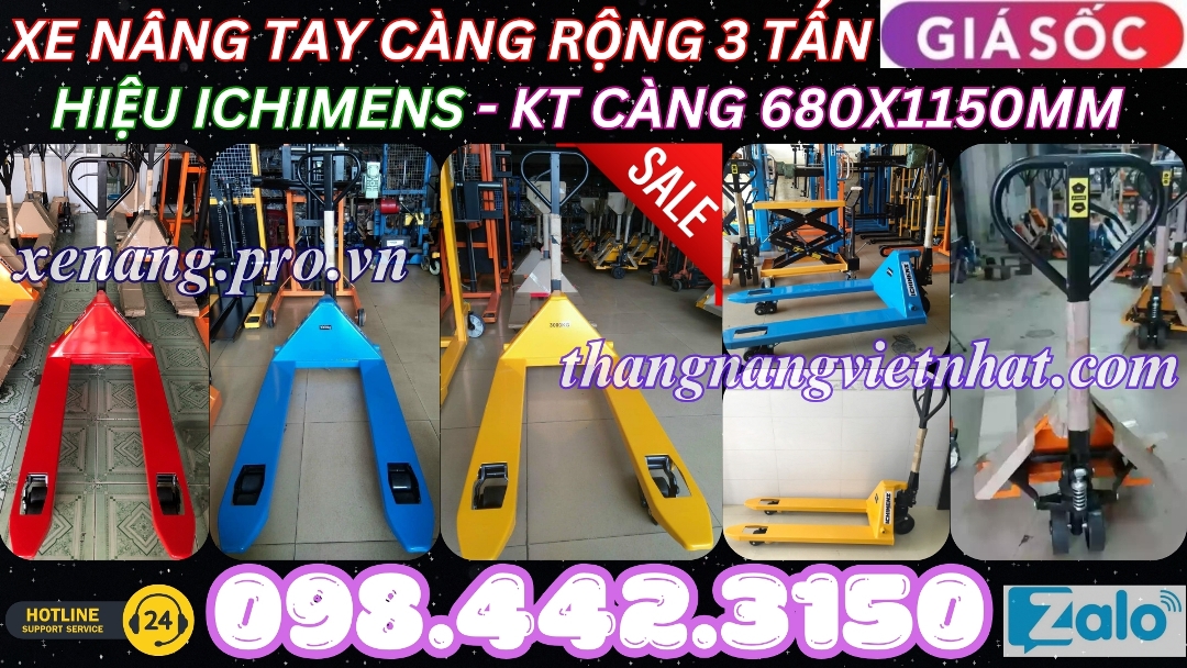 Xe nâng tay càng rộng 3 tấn hiệu ICHIMENS 