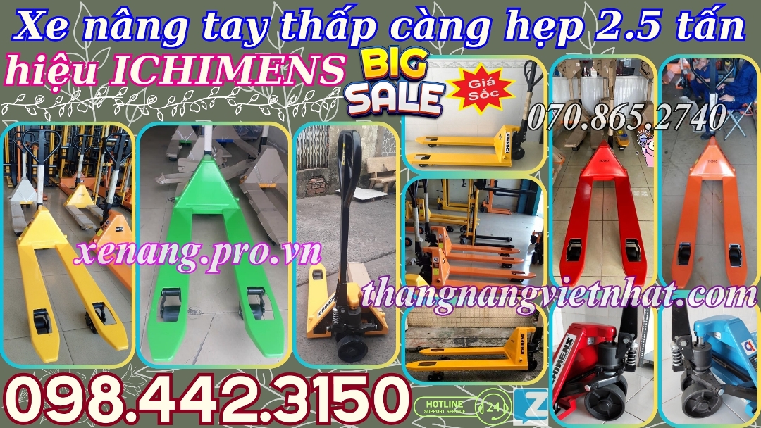 Xe nâng tay thấp càng hẹp 2.5 tấn ICHIMENS