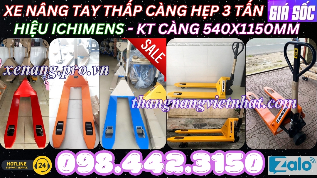 Xe nâng tay thấp càng hẹp 3 tấn ICHIMENS