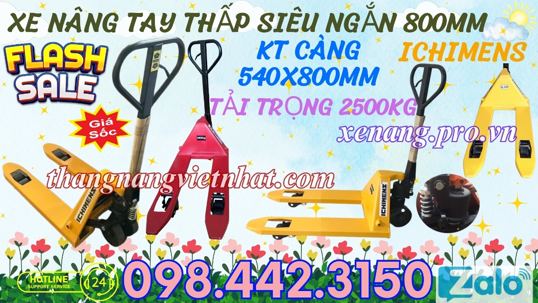 Xe nâng tay thấp siêu ngắn 800mm ICHIMENS