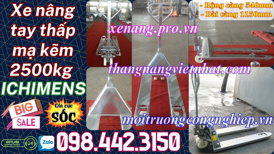 Xe nâng tay thấp mạ kẽm 2500kg ICHIMENS