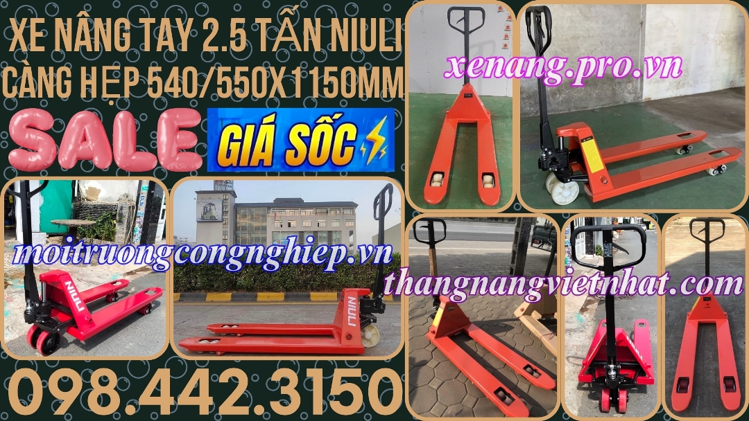 Xe nâng tay 2.5 tấn Niuli càng hẹp