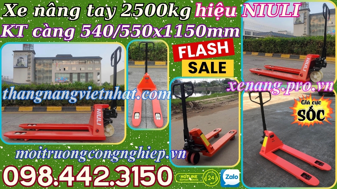 Xe nâng tay 2500kg càng hẹp Niuli