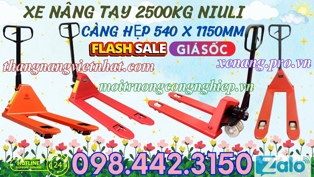 Xe nâng tay 2500kg càng hẹp