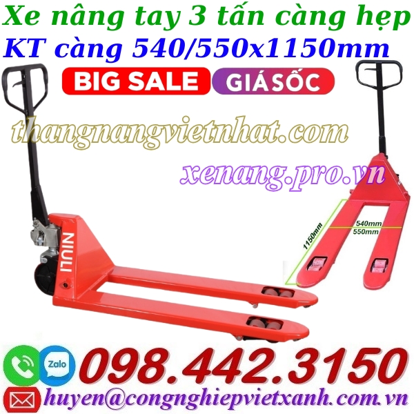 Xe nâng tay 3 tấn càng hẹp AC30S Niuli