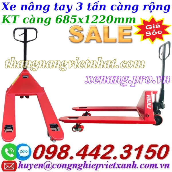 Xe nâng tay 3 tấn càng rộng AC30M Niuli