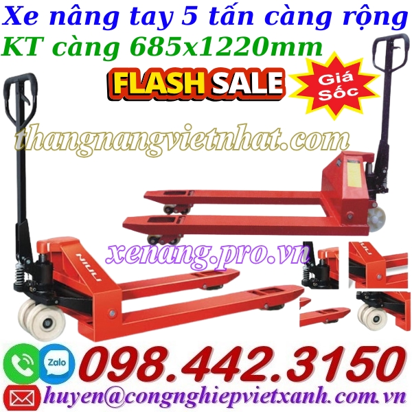 Xe nâng tay 5 tấn càng rộng AC50M Niuli