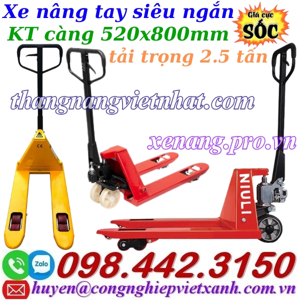 Xe nâng tay siêu ngắn 800mm