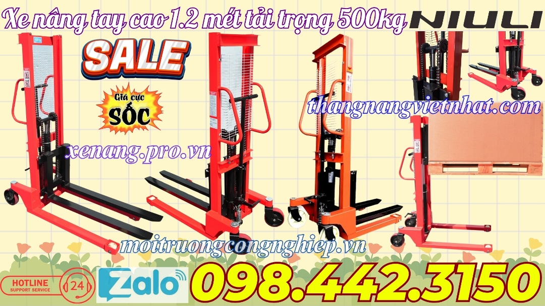 Xe nâng tay cao 1.2 mét tải trọng 500kg