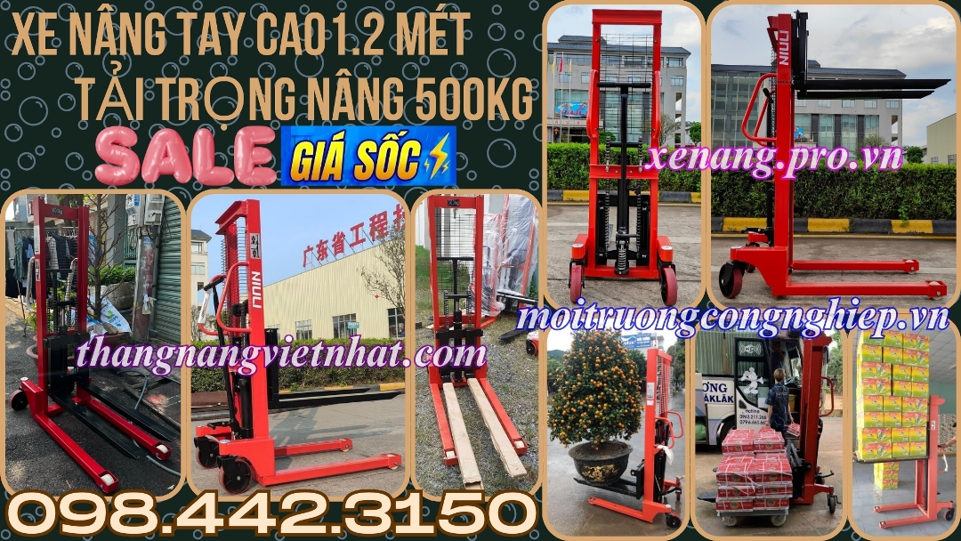 Xe nâng tay cao 1.2 mét tải trọng nâng 500kg