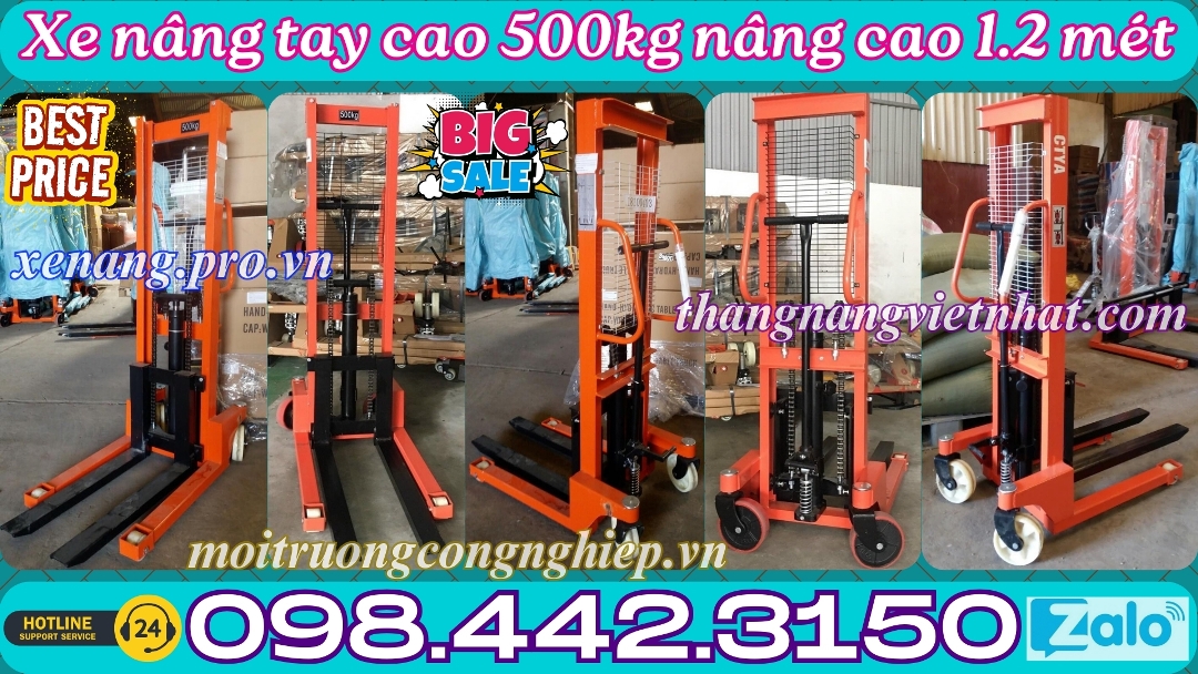 Xe nâng tay cao 500kg nâng cao 1.2 mét NIULI