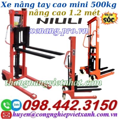 Xe nâng tay cao mini 500kg cao 1.2m