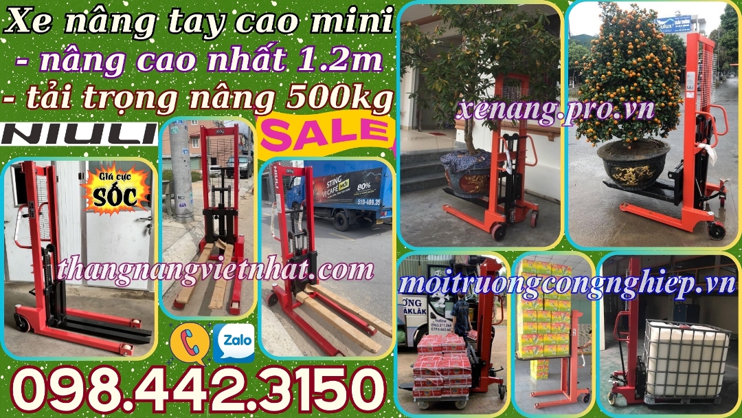 Xe nâng tay cao mini 500kg nâng cao 1.2m NIULI