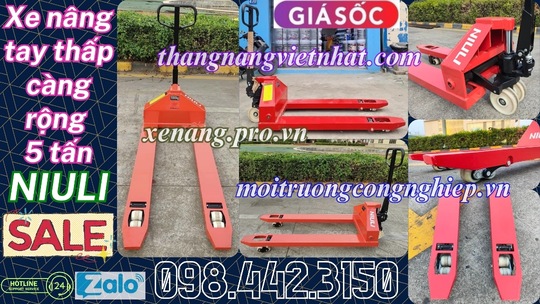 Xe nâng tay thấp càng rộng 5 tấn NIULI