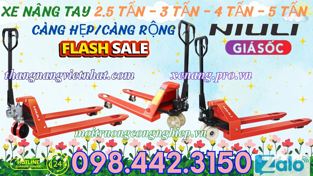 Xe nâng tay 2.5 tấn - 3 tấn - 4 tấn - 5 tấn NIULI
