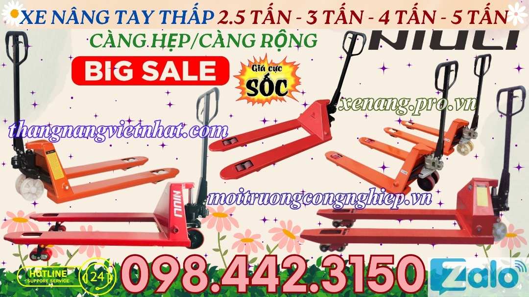 Xe nâng tay thấp 2.5 tấn - 3 tấn - 4 tấn - 5 tấn NIULI
