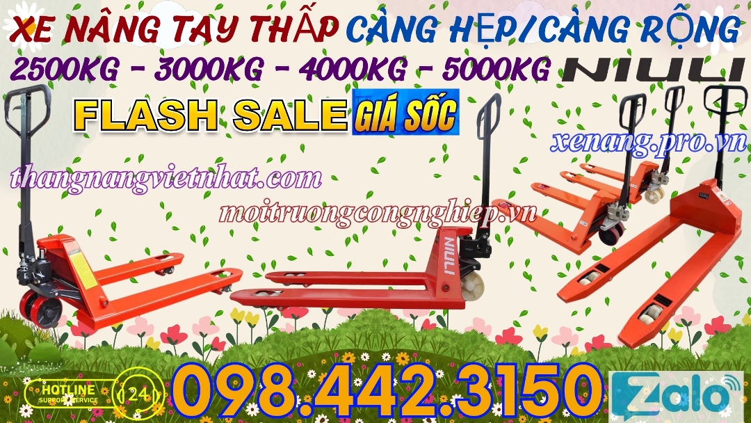 Xe nâng tay thấp NIULI càng hẹp - càng rộng