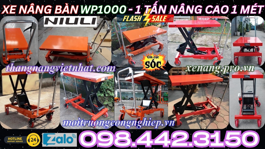 Xe nâng bàn WP1000 - 1 tấn nâng cao 1 mét