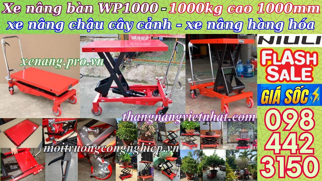 Xe nâng mặt bàn 1000kg nâng cao 1 mét NIULI