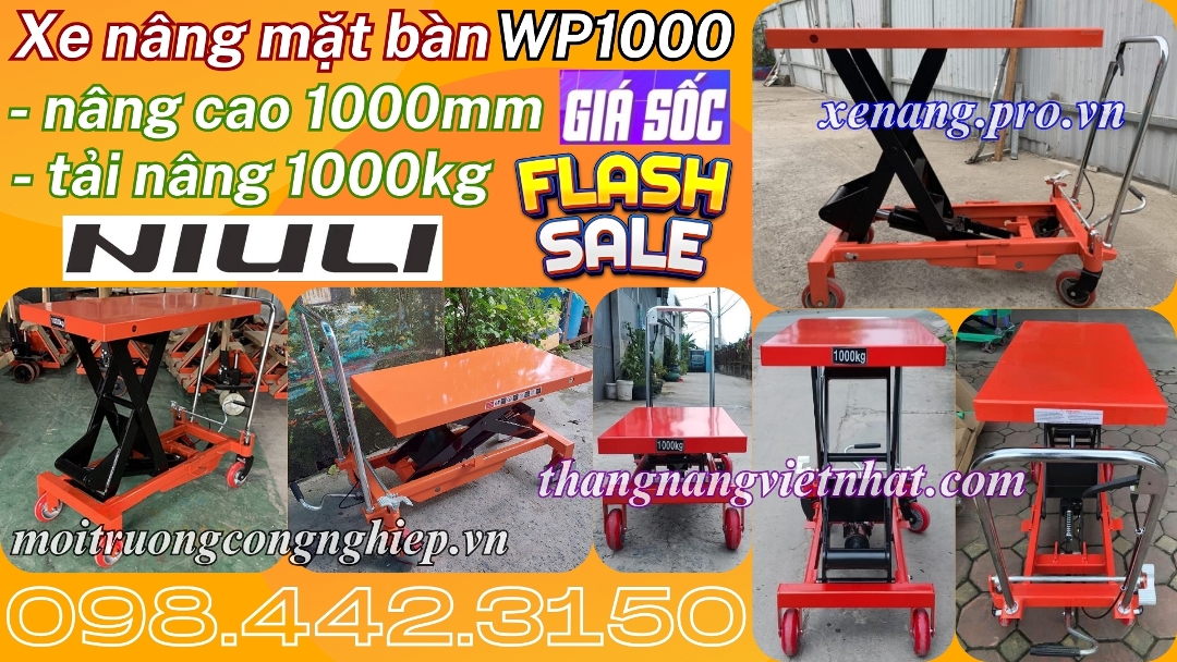 Xe nâng mặt bàn 1000kg nâng cao 1 mét WP1000 NIULI