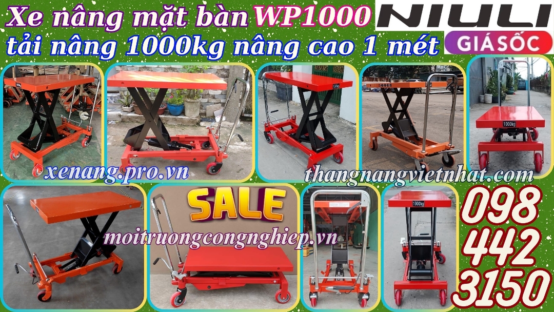 Xe nâng mặt bàn 1000kg nâng cao 1 mét WP1000