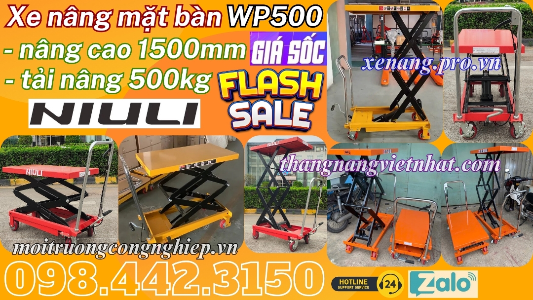 Xe nâng mặt bàn 500kg nâng cao 1.5 mét WP500 NIULI