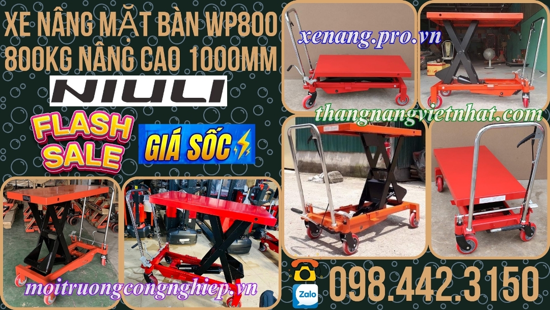 Xe nâng mặt bàn 800kg nâng cao 1000mm NIULI