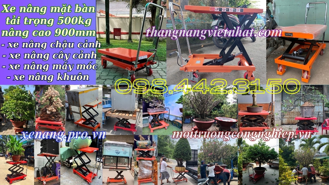 Xe nâng mặt bàn tải 500kg nâng cao 900mm