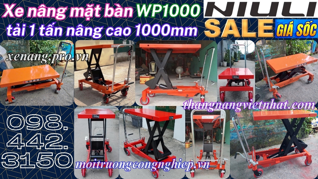 Xe nâng mặt bàn WP1000 - 1 tấn nâng cao 1000mm