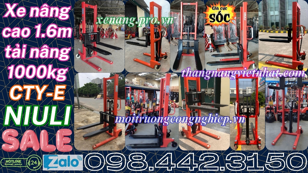 Xe nâng cao 1.6m tải nâng 1000kg NIULI