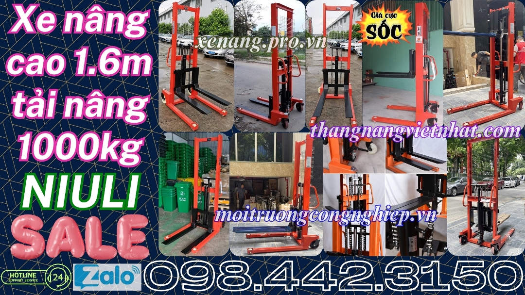 Xe nâng cao 1.6m tải nâng 1000kg NIULI