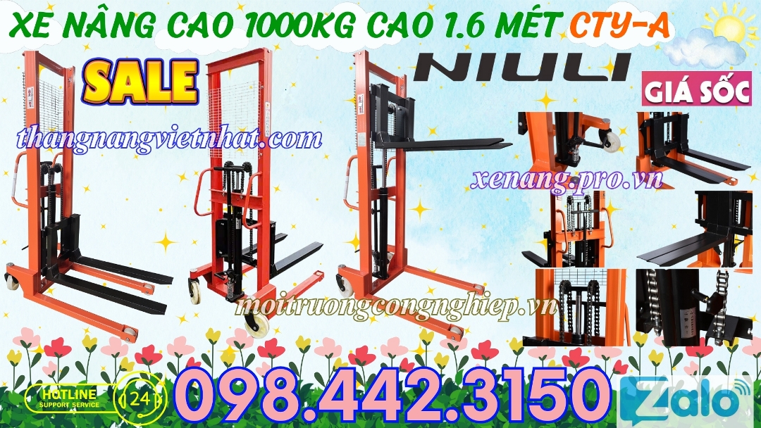 Xe nâng cao 1000kg cao 1.6 mét CTY-A NIULI