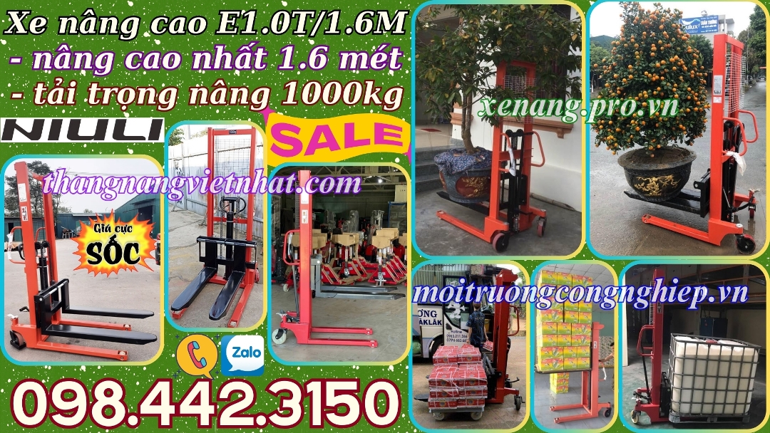 Xe nâng cao E1016 nâng cao 1.6 mét tải 1000kg