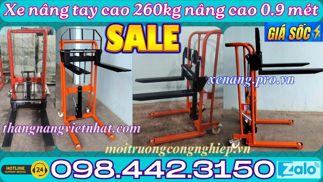 Xe nâng cao mini 260kg cao 0.9 mét