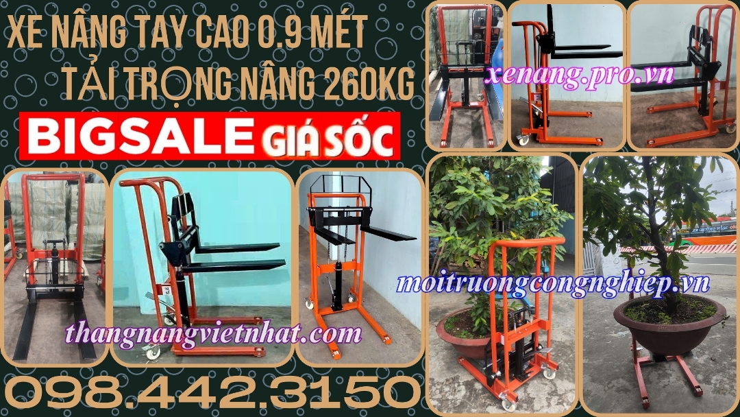 Xe nâng tay cao 0.9 mét tải trọng nâng 260kg