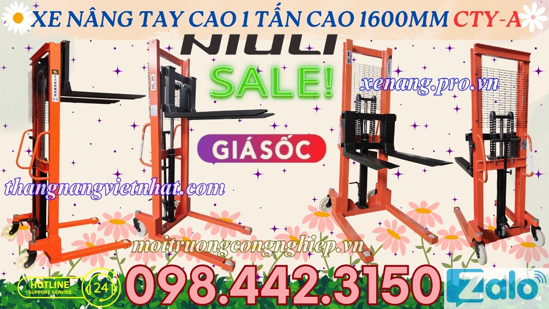 Xe nâng tay cao 1 tấn cao 1600mm CTY-A NIULI