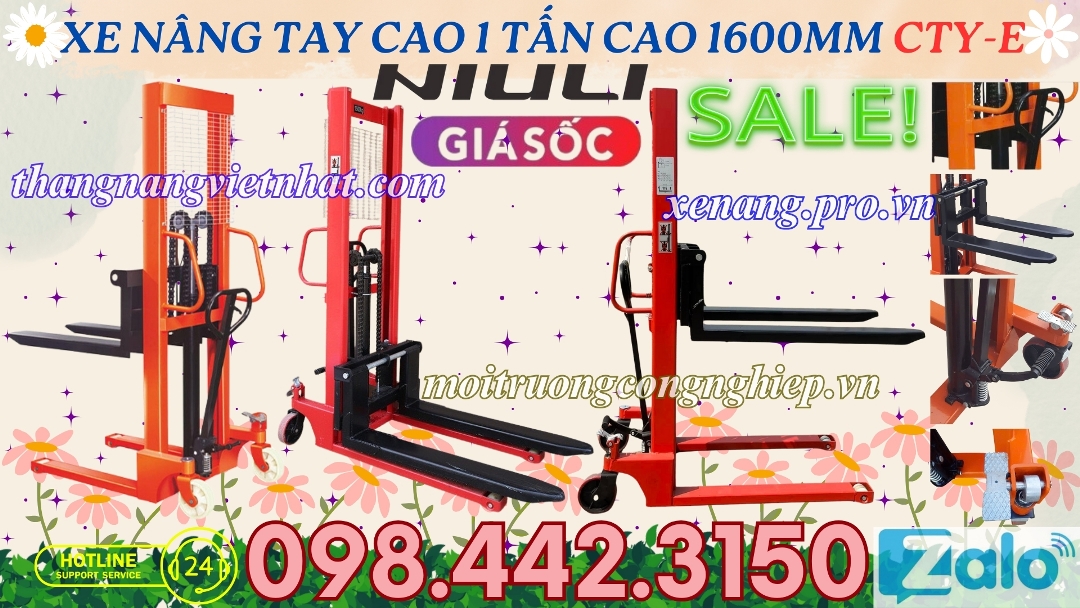 Xe nâng tay cao 1 tấn cao 1600mm CTY-E NIULI