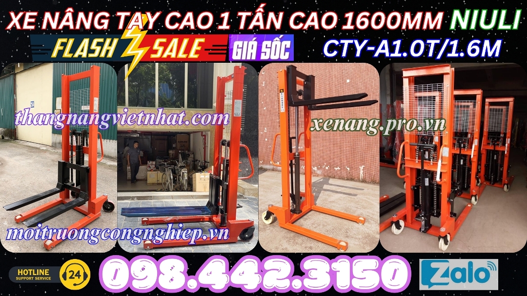 Xe nâng tay cao 1 tấn cao 1600mm NIULI CTY-A1016